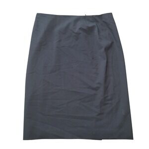 Lafayette 148 Pencil Skirt Women 10 Black Excellent Virgin Wool Blend Back Vent
